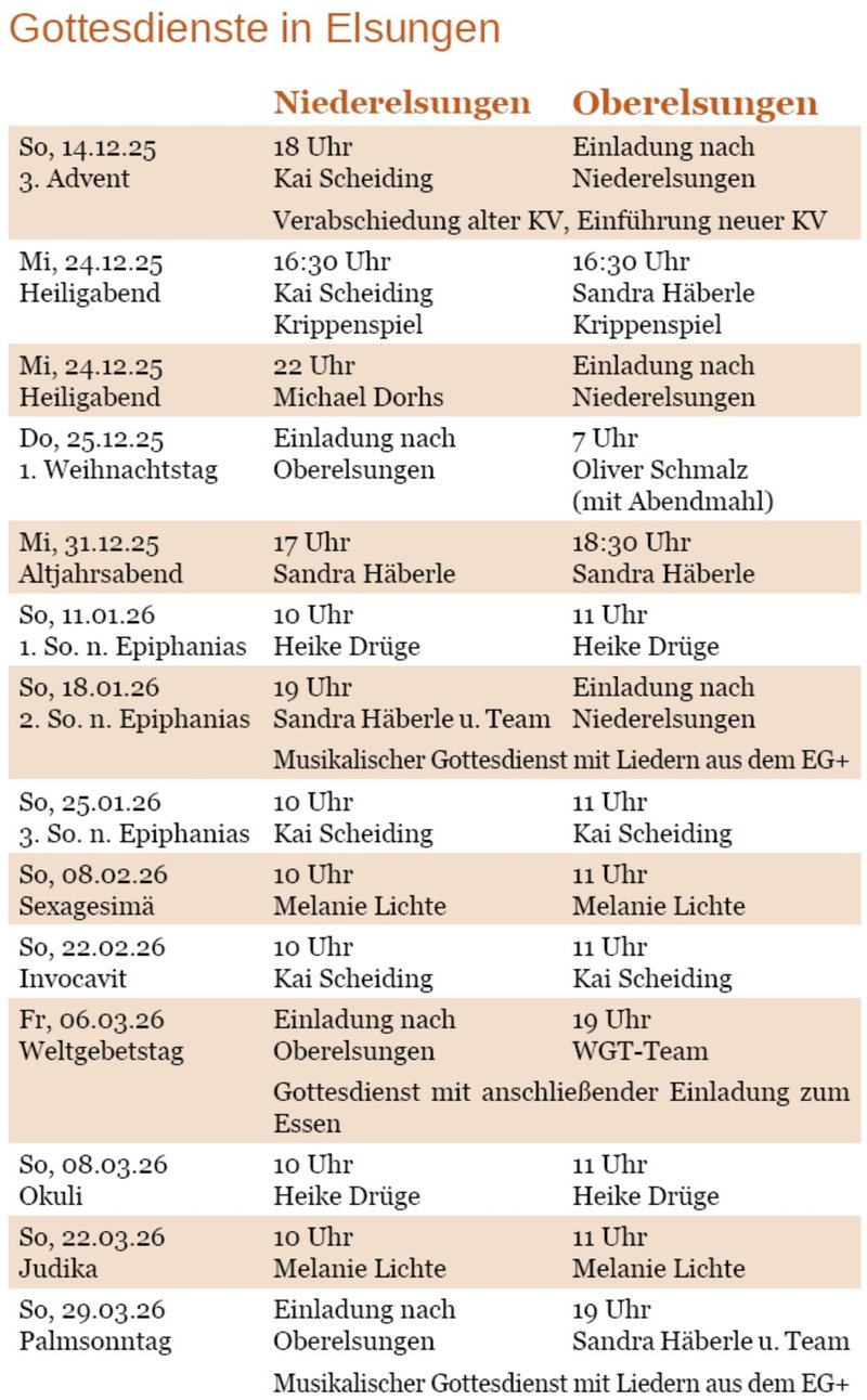 Gottesdienste Ende 2025